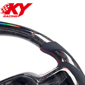Volant de direction en fibre de carbone forgée rouge sur mesure haut de gamme pour Ford Raptor F150 XLT F250 F350 avec affichage LED du régime moteur - Product Image 2