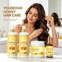 Kit de Soins Capillaires Professionnel OEM Croissance Cheveux Biotine Miel Naturel Hydratant et Contrôle du Sébum avec Shampoing, Après-Shampoing et Crème