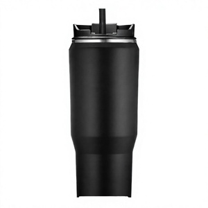 Anax Stainless Steel Eco-Friendly Tumbler Vacuum Insulated with Straw Travel <b>Mug</b> Black Modern Minimalist Design <b>Boxed</b> - Product Image 4