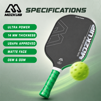 Raquette de Pickleball MOZKUIB avec noyau en mousse à trois densités 14 mm, approuvée aux États-Unis, face en PBCoR 43, finition charbon mat, pour entraînement de club, vente en gros