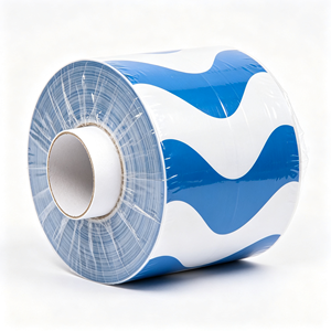<b>Blue</b> White Flame Pattern Adhesive Film <b>Roll</b> Custom Sticker Wrap Plastic Film for Gift Craft Packaging - Product Image 3