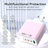 Cargador USB Justlink de 50W y 4 puertos, PD25W, adaptador de carga rápida QC3.0 tipo C con 5A ABS para Estación de suministro de energía de teléfono móvil
