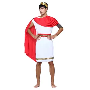 High Quality Halloween Cosplay Party Supplies Ancient Roman Greek Togas Prince Apollo Red Costume Adult Male Clothes Suit