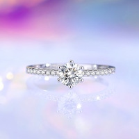 Bague de promesse en argent sterling avec moissanite ronde, testée et certifiée, clarté VVS, incolore, vente en gros de bijoux pour détaillants