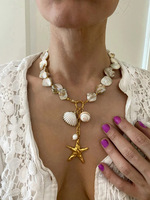 MIRADIA 18K PVD plaqué or été plage vacances grosse étoile de mer coquille perle collier en acier inoxydable bijoux