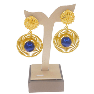 Zhuerrui ý vàng mạ nữ Bông tai lớn mặt dây chuyền phong cách Bông tai Dangler earbob Bông tai tai Vòng tai Mặt dây e008915 - Product Image 1