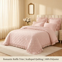 Ensemble de couette en microfibre HONI, couvre-lits légers, couvre-lits réversibles, couvre-lits rétro, ensemble de literie, couettes toutes saisons - Rose clair
