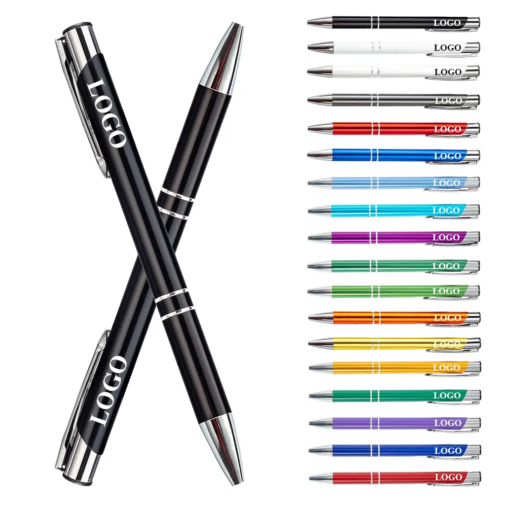 Promocionais Metal Pen Logotipo Personalizado Luxo Ballpoint Personalizado Publicidade Presente Promo Metal Ball Pen com Logotipo Impresso Laser Logo