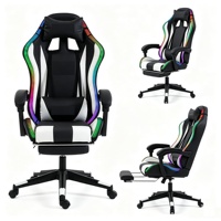 Chaise de jeu de course ergonomique avec accoudoirs, appui-tête et repose-pieds articulés, éclairage RGB, vente directe usine
