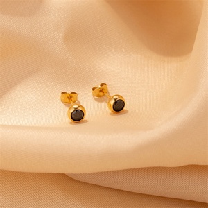 Fashion Women Accessories Jewelry 18k Gold Plated <b>Earrings</b> <b>Black</b> Zircon <b>Stud</b> <b>Earrings</b> - Product Image 5
