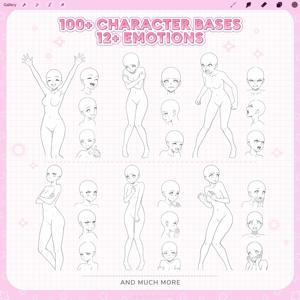 Pack de bases de caractères acryliques OEM ODM de 100 caractères pour Procreate Pose et Expression Stamps, Clip Studio Paint, <span class=keywords><strong>Photoshop</strong></span> <span class=keywords><strong>PNG</strong></span> - Product Image 5