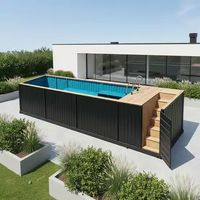 Piscine Conteneur Maritime Préfabriquée Extérieure Hors Sol en Acrylique, Fibre de Verre et PRV, 18FT 20FT, Fabrication en Usine sur Mesure en 20 Jours
