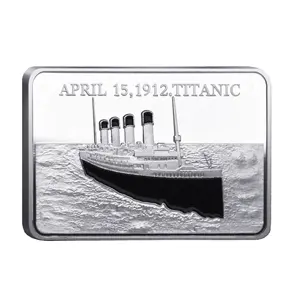 Koin berbentuk khusus koin peringatan persegi blok peringatan koleksi koin April 15.1912 Titanic.