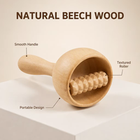 Outil de massage en bois de hêtre 100% naturel, rouleau texturé pour la relaxation musculaire, le soulagement du stress, kit de thérapie spa écologique et portable