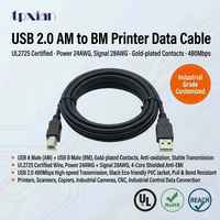 Kabel USB a Male ke B Male Port Persegi dengan Panjang Kustom, Kabel Berpelindung Kecepatan Tinggi 480Mbps untuk Printer, Scanner, Peralatan CNC