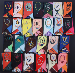 Écharpes en twill de soie avec 26 lettres de l'alphabet, largeur de 6 cm, pour femmes, ruban décoratif pour la poignée du sac à main - Product Image 4