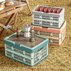 Cestas de Almacenamiento Plegables de Plástico al por Mayor, Caja de Almacenamiento para Picnic, Cesta de Plástico Plegable para Exteriores con Asa para Organizar - Product Image 1