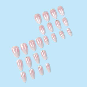 <span class=keywords><strong>Uñas</strong></span> Postizas Acrílicas de Lujo, Color <span class=keywords><strong>Blanco</strong></span> Almendra Medio, con Purpurina <span class=keywords><strong>Rosa</strong></span> Degradada - Product Image 2