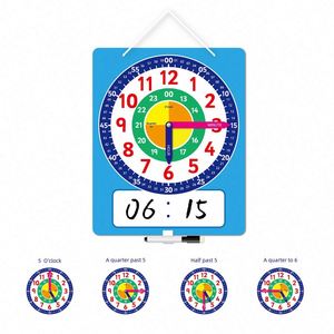Horloge d'apprentissage magnétique effaçable à sec pour démonstration du temps analogique et numérique, idéale pour l'école à domicile - Product Image 2