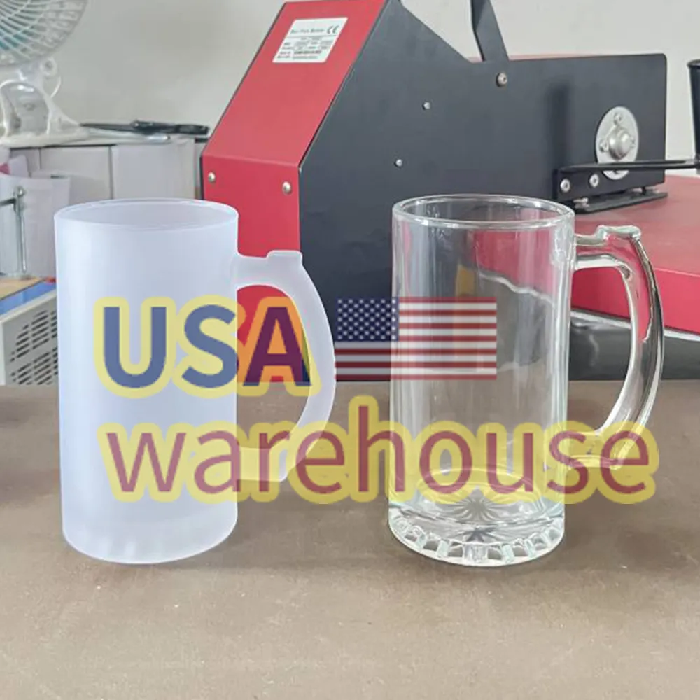 Sublimasi gelas bir kaca kosong USA gudang kosong beku 16oz gelas sublimasi mug bir buram