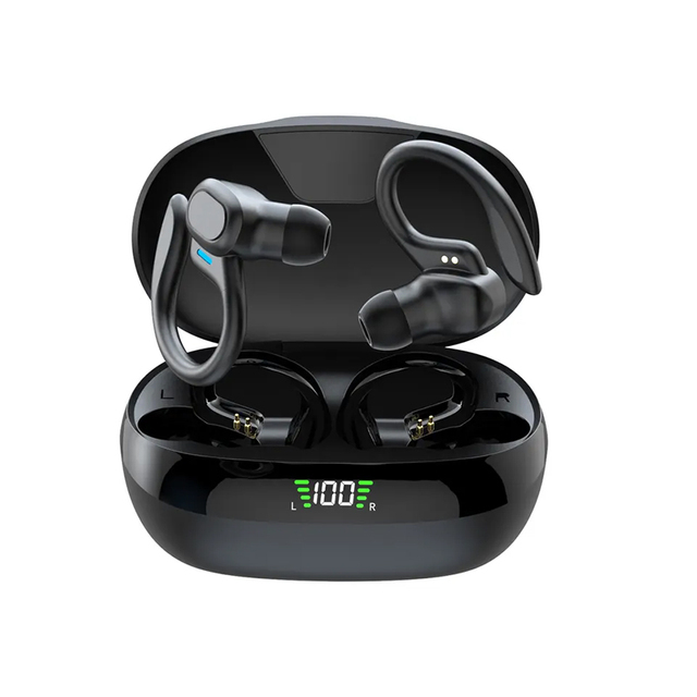High Quality Wireless Earbuds VV2 Sports Sweatproof TWS Running Earbuds Ear Hook LED Display Long Battery Life Gym Earphones
