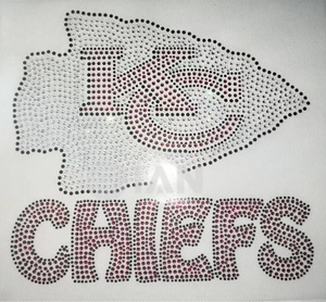 Kc trưởng Rhinestone chuyển hình kim cương sắt-on ĐộI Logo Pha Lê Mẫu hotfix motfix kính thiết kế cho thành phố Kansas - Product Image 1