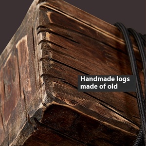 Lampada a Sospensione Rettangolare Stile Loft Retrò <span class=keywords><strong>Vintage</strong></span> E27 Lampadario Industriale in Legno per Isola Cucina - Product Image 3