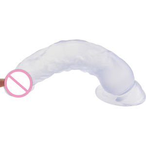 قضيب اصطناعي شفاف من البلاستيك الكريستالي الناعم للنساء - لعبة جنسية متوافقة مع الملابس الداخلية الشفافة - Product Image 4