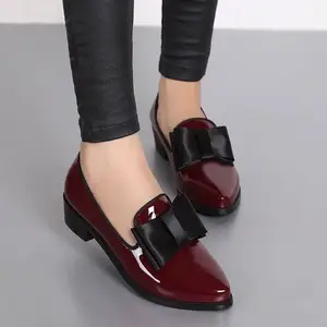 Sapato feminino oxford clássico casual, calçado feminino ponteiro laço