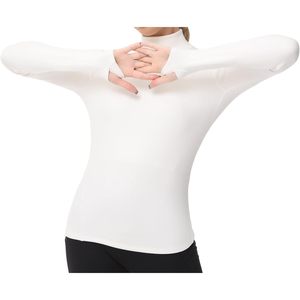 FOXA Camiseta térmica de manga larga con cuello simulado para mujer, con orificio para el pulgar, ropa interior de forro polar suave - Product Image 3