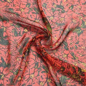 Shaoxing Pinsui aceita tecido de seda 100% para vestido com estampa de flores grandes e digitais ODM/OEM
