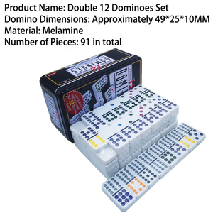 Juego de Dominó para Adultos, Dominó Clásico, Juegos de Mesa, Dominó Doble 6 9 12 para Juegos Familiares con Caja de Estaño - Product Image 2