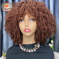 Perruques de cheveux humains bouclés Bob pas chères, avec frange, en cheveux vierges brésiliens crépus bouclés, fabriquées à la machine, transparentes pour la dentelle, qualité 12A, luxe, sans perte de cheveux