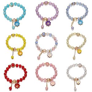 Nueva Pulsera Coreana con Flores de Margarita, Pulsera Bohemia con Cuentas de Cristal Coloridas, Pulsera Elástica Hecha a Mano, Joyería de Moda para Mujer - Product Image 5
