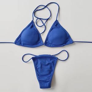 Traje de Baño de Alta Calidad para Mujer, Bikini con Cordones en Color Sólido, Talla Grande, con Logotipo, de Secado Rápido y Cintura Alta - Product Image 1