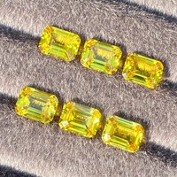 Batu Permata Emerald Cut Hailer, Batu Permata Lepas, Grosir, Safir Buatan Laboratorium, Safir Kuning