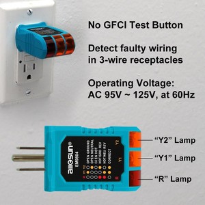 ALLOSUN Analizador de Enchufes Eléctricos de Alta Precisión, Probador de Circuitos de 95-125 VCA, Detector de Cableado con Fallos, 6 LED Visuales - Product Image 2