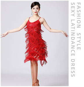 Robe de danse à franges pour femmes, robe de danse latine à franges, paillettes brillantes, Samba, <span class=keywords><strong>Tango</strong></span>, Costumes de danse de salon - Product Image 2