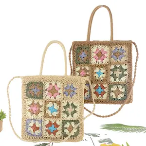 large straw woven beach bag handbags indian boho leather shoulder bag boho tote bag bohemian wholesale