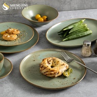 Offre Spéciale – Ensemble de Vaisselle en Céramique Style Nordique pour Restaurant, Écologique, en Porcelaine Émaillée Verte Cuite au Four, Compatible Micro-ondes, Idéal Hôtellerie
