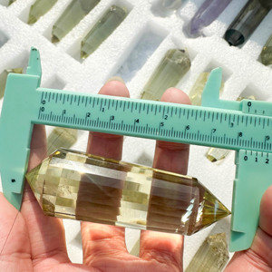 Kristal Vogel Tibet Alami Ukiran Tangan Dua Sisi Kristal Citrine Penyembuhan Tongkat Kuarsa Berujung Ganda - Product Image 3