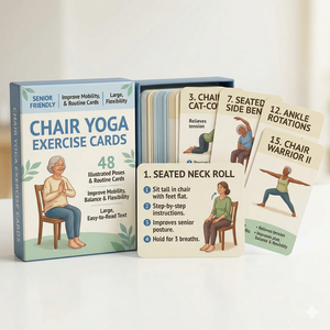 Tarjetas <span class=keywords><strong>de</strong></span> Yoga para Personas Mayores - 48 Ejercicios Ilustrados para Sentarse - Impresión Grande y Fácil <span class=keywords><strong>de</strong></span> Leer - Regalo para la Movilidad y el Bienestar - Product Image 1