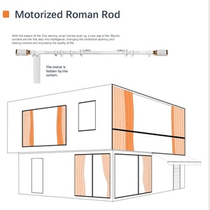 POYAL <span class=keywords><strong>Tringle</strong></span> à rideaux motorisée pour fenêtre personnalisée Télécommande double tringles à rideaux lisses et coulissants - Product Image 1