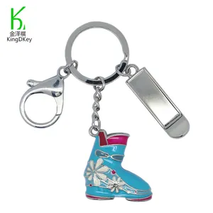 purses decorative blue enamel girl's boot skis shape 3d mini shoe keychain