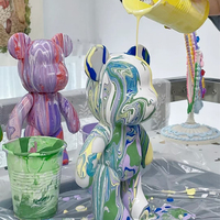 Fluide ours ensemble fait à la main bricolage Graffiti fluide ours Statue manuel Parent-enfant jouets peinture fluide ours Sculpture décor à la maison