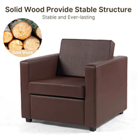 Fauteuil d'appoint en tissu imperméable avec structure en bois massif, canapé individuel, coussin en cuir PU, fauteuil de salon, vente en gros