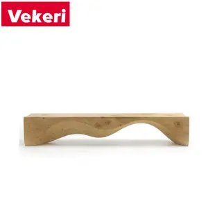 Taburete moderno integral de madera sólida, forma irregular, exquisito, sin cojín, banco