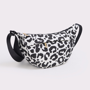 Custom Cow Pattern Canvas Crossbody Bag Moon Shape Sling Shoulder Durable Travel <b>Zip</b> <b>Pouch</b> Lady Portable Fashion Women's - Product Image 5