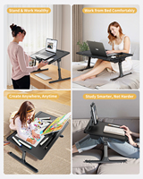 Bureau de recouvrement en cuir de qualité supérieure SAIJI: table pour ordinateur portable pliable réglable XXL avec support