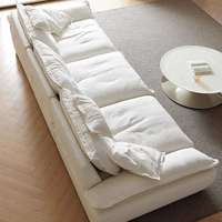 Canapé en tissu technique abrasif de luxe nordique, compressé, à assise large et profonde, en latex, pour une position relaxante